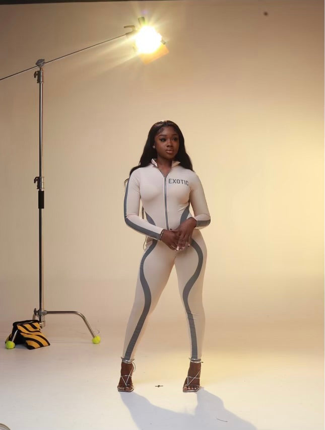 Beige Exotic Reflective Bodysuit