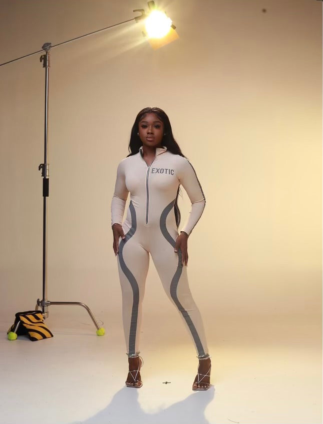 Beige Exotic Reflective Bodysuit